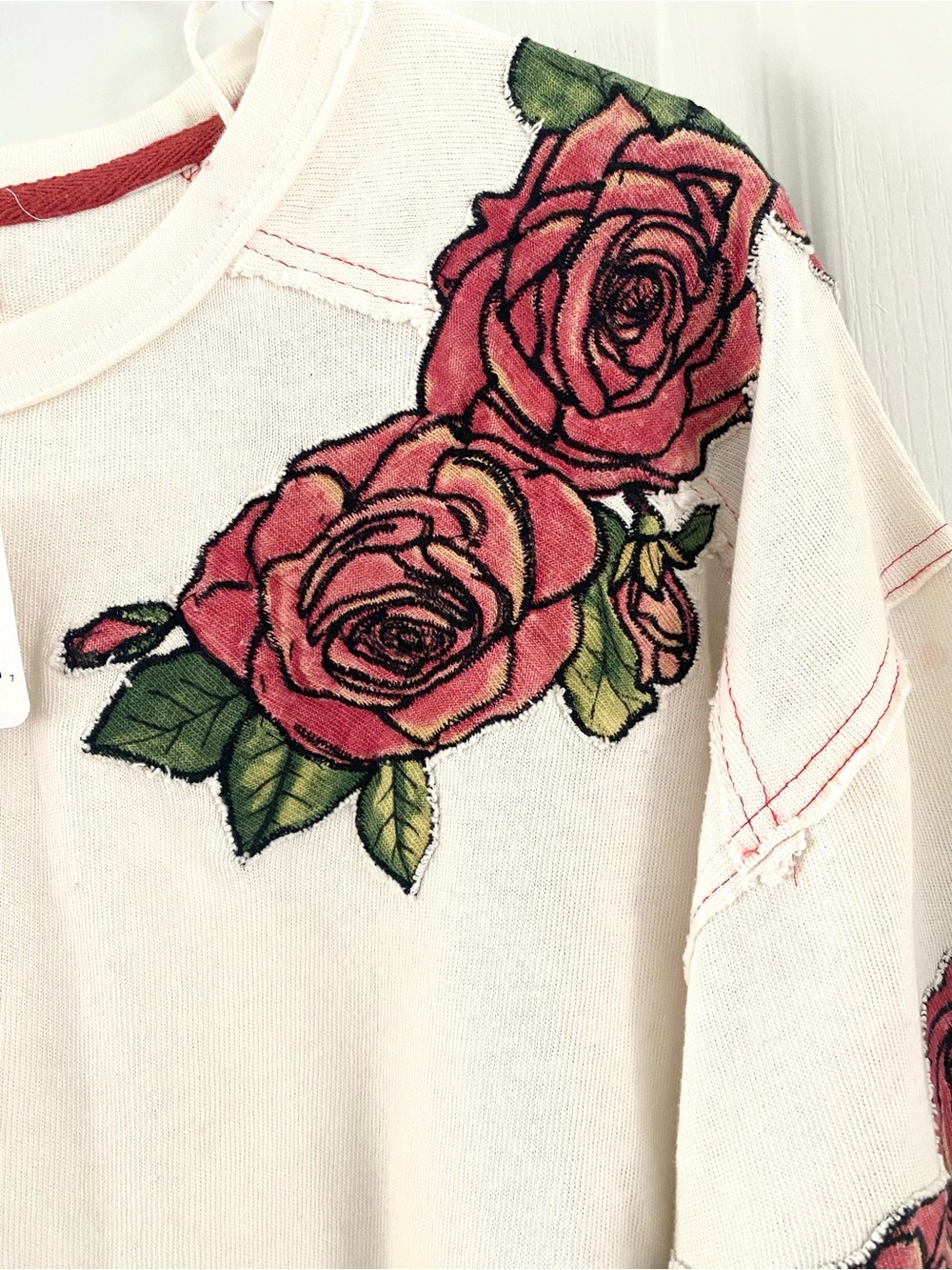 NWT Free People We The Free Edge of Glory Tee XS Floral Applique Oversized Top - Picture 8 of 11